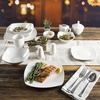 image:imageGibson Home Rothernberg Plates and Bowls 18 Piece Porcelain White Dinnerware Set WBlack Rim  Stackable Dishes  Microwave amp Dishwasher SafeWhite