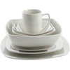 image:imageGibson Home Rothernberg Plates and Bowls 18 Piece Porcelain White Dinnerware Set WBlack Rim  Stackable Dishes  Microwave amp Dishwasher SafeWhite