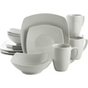 image:imageGibson Home Rothernberg Plates and Bowls 18 Piece Porcelain White Dinnerware Set WBlack Rim  Stackable Dishes  Microwave amp Dishwasher SafeWhite