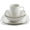 image:imageGibson Home Rothernberg Plates and Bowls 18 Piece Porcelain White Dinnerware Set WBlack Rim  Stackable Dishes  Microwave amp Dishwasher SafeWhite