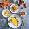 image:imageGibson Home Rothernberg Plates and Bowls 18 Piece Porcelain White Dinnerware Set WBlack Rim  Stackable Dishes  Microwave amp Dishwasher SafeWhite Coupe  30pcs