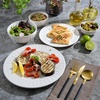 image:imageGibson Home Rothernberg Plates and Bowls 18 Piece Porcelain White Dinnerware Set WBlack Rim  Stackable Dishes  Microwave amp Dishwasher SafeWhite Embossed  40pcs