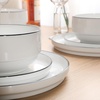 image:imageGibson Home Rothernberg Plates and Bowls 18 Piece Porcelain White Dinnerware Set WBlack Rim  Stackable Dishes  Microwave amp Dishwasher SafeWhite Rothernberg 18pcs