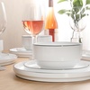 image:imageGibson Home Rothernberg Plates and Bowls 18 Piece Porcelain White Dinnerware Set WBlack Rim  Stackable Dishes  Microwave amp Dishwasher SafeWhite Rothernberg 18pcs