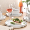 image:imageGibson Home Rothernberg Plates and Bowls 18 Piece Porcelain White Dinnerware Set WBlack Rim  Stackable Dishes  Microwave amp Dishwasher SafeWhite Rothernberg 18pcs
