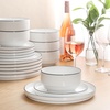 image:imageGibson Home Rothernberg Plates and Bowls 18 Piece Porcelain White Dinnerware Set WBlack Rim  Stackable Dishes  Microwave amp Dishwasher SafeWhite Rothernberg 18pcs