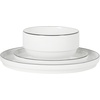 image:imageGibson Home Rothernberg Plates and Bowls 18 Piece Porcelain White Dinnerware Set WBlack Rim  Stackable Dishes  Microwave amp Dishwasher SafeWhite Rothernberg 18pcs
