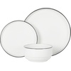image:imageGibson Home Rothernberg Plates and Bowls 18 Piece Porcelain White Dinnerware Set WBlack Rim  Stackable Dishes  Microwave amp Dishwasher SafeWhite Rothernberg 18pcs