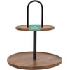 image:imageGibson Home Truss Peak 3 Tier Serving Tray for Party 18 Acacia Wood CupcakeCharcuterieDessert Farmhouse Tiered Platters with Collapsible Wood RackAcacia Wood Round