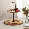 image:imageGibson Home Truss Peak 3 Tier Serving Tray for Party 18 Acacia Wood CupcakeCharcuterieDessert Farmhouse Tiered Platters with Collapsible Wood RackAcacia Wood Round