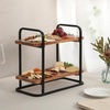 image:imageGibson Home Truss Peak 3 Tier Serving Tray for Party 18 Acacia Wood CupcakeCharcuterieDessert Farmhouse Tiered Platters with Collapsible Wood RackAcacia Wood Rectangle