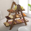 image:imageGibson Home Truss Peak 3 Tier Serving Tray for Party 18 Acacia Wood CupcakeCharcuterieDessert Farmhouse Tiered Platters with Collapsible Wood RackPine Wood