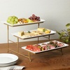 image:imageGibson Home Truss Peak 3 Tier Serving Tray for Party 18 Acacia Wood CupcakeCharcuterieDessert Farmhouse Tiered Platters with Collapsible Wood RackWhite W Gold
