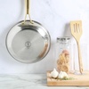 image:imageMartha Stewart Castelle 12Inch Stainless Steel Frying Pan with GoldTone Handle  TriPly Encapsulated Bottom Oven Safe amp Induction Safe Skillet for Searing and SautingStainless Steel W Gold Handle