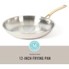 image:imageMartha Stewart Castelle 12Inch Stainless Steel Frying Pan with GoldTone Handle  TriPly Encapsulated Bottom Oven Safe amp Induction Safe Skillet for Searing and SautingStainless Steel W Gold Handle