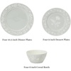 image:imageMartha Stewart Dinnerware Set  Maiden Crown 12Piece Dish Set Taupe  New Bone China Ceramic Plates amp Bowls  Floral Design  Service for 4  Microwave amp Dishwasher SafeSage Green