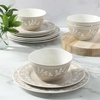 image:imageMartha Stewart Dinnerware Set  Maiden Crown 12Piece Dish Set Taupe  New Bone China Ceramic Plates amp Bowls  Floral Design  Service for 4  Microwave amp Dishwasher SafeTaupe