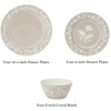 image:imageMartha Stewart Dinnerware Set  Maiden Crown 12Piece Dish Set Taupe  New Bone China Ceramic Plates amp Bowls  Floral Design  Service for 4  Microwave amp Dishwasher SafeTaupe