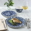 image:imageMartha Stewart Dinnerware Set  Maiden Crown 12Piece Dish Set Taupe  New Bone China Ceramic Plates amp Bowls  Floral Design  Service for 4  Microwave amp Dishwasher SafeSky Blue