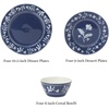 image:imageMartha Stewart Dinnerware Set  Maiden Crown 12Piece Dish Set Taupe  New Bone China Ceramic Plates amp Bowls  Floral Design  Service for 4  Microwave amp Dishwasher SafeSky Blue