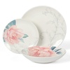 image:imageMartha Stewart Dinnerware Set  Maiden Crown 12Piece Dish Set Taupe  New Bone China Ceramic Plates amp Bowls  Floral Design  Service for 4  Microwave amp Dishwasher SafePeony
