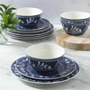 image:imageMartha Stewart Dinnerware Set  Maiden Crown 12Piece Dish Set Taupe  New Bone China Ceramic Plates amp Bowls  Floral Design  Service for 4  Microwave amp Dishwasher SafeSky Blue