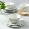 image:imageMartha Stewart Dinnerware Set  Maiden Crown 12Piece Dish Set Taupe  New Bone China Ceramic Plates amp Bowls  Floral Design  Service for 4  Microwave amp Dishwasher SafeSage Green