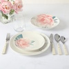 image:imageMartha Stewart Dinnerware Set  Maiden Crown 12Piece Dish Set Taupe  New Bone China Ceramic Plates amp Bowls  Floral Design  Service for 4  Microwave amp Dishwasher SafePeony