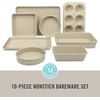 image:imageMartha Stewart Gallen 10 Piece Baking Pans Ceramic PFA Free Non Toxic Non Stick Bakeware Set  Linen WhiteTaupe