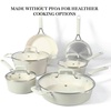 image:imageMartha Stewart Heathland Premium Nonstick PFA Free Ceramic Interior 10Piece Tapered Aluminum Cookware Set  TaupeLinen White