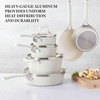image:imageMartha Stewart Heathland Premium Nonstick PFA Free Ceramic Interior 10Piece Tapered Aluminum Cookware Set  TaupeLinen White