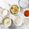 image:imageMartha Stewart Heathland Premium Nonstick PFA Free Ceramic Interior 10Piece Tapered Aluminum Cookware Set  TaupeLinen White