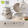 image:imageMartha Stewart Heathland Premium Nonstick PFA Free Ceramic Interior 10Piece Tapered Aluminum Cookware Set  TaupeTaupe