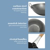 image:imageSUR LA TABLE Kitchen Essentials Quick Fire 135 Carbon Steel Flat Bottom Wok  Durable Nonstick Stir Fry Pan