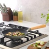 image:imageSur La Table Kitchen Essential Main Canteen 95 PreSeasoned Cast Iron Skillet wWood Handle Natural Nonstick Lightweight Frying Pan for Searing Sauting amp Everyday Cooking  BlueJuniper Green Skillet