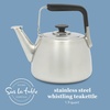 image:imageSur La Table Kitchen Essentials 2 Qt Heavy Gauge Brushed Stainless Steel Whistling Tea Kettle  Durable Stovetop KettleBrushed Stainless