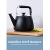 image:imageSur La Table Kitchen Essentials 2 Qt Heavy Gauge Brushed Stainless Steel Whistling Tea Kettle  Durable Stovetop KettleMatte Black