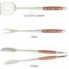 image:imageSur La Table Kitchen Essentials Family Cookout Heavy Duty Stainless Steel Grilling Tool Set WWooden Handles Tongs Slotted Turner and Fork Set
