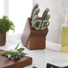 image:imageSur La Table Kitchen Essentials Tasting Kitchen HighCarbon German Steel 7 Piece Full Tang Forged Cutlery Knife Block Set  Eggshell White WAshwood BlockJuniper Green w Ashwood Block