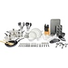 image:imageGibson Home 95 Piece Kitchen in a Box Pots and Pans Cookware Plates and Bowls Dinnerware Cutlery Knife Block Flatware Utensils Tools amp Gadgets Storage Glasses SetWhite 95pc
