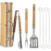 image:imageGibson Home Barbeque Pro 8Piece BBQ Tool Set with Acacia Wood Handles and Aluminum Storage Case  Grill Accessories KitStainless Steel w Acacia Wood 8Piece Set