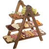 image:imageGibson Home Truss Peak 3 Tier Serving Tray for Party 18 Acacia Wood CupcakeCharcuterieDessert Farmhouse Tiered Platters with Collapsible Wood RackPine Wood