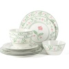 image:imageMartha Stewart Dinnerware Set  Maiden Crown 12Piece Dish Set Taupe  New Bone China Ceramic Plates amp Bowls  Floral Design  Service for 4  Microwave amp Dishwasher SafeBotanical