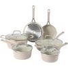 image:imageMartha Stewart Heathland Premium Nonstick PFA Free Ceramic Interior 10Piece Tapered Aluminum Cookware Set  TaupeTaupe
