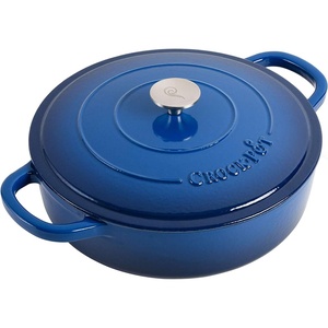 image:imageCrock Pot Artisan 5Quart Enameled Cast Iron Braiser Pan With Oven Safe Borosilicate Glass Lid Everyday Covered Skillet for Searing Roasting and Baking RedSapphire Blue