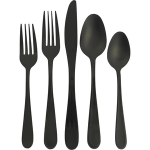 image:imageGibson Home Ravidia Black Heavy Gauge Flatware Cutlery Silverware Set 20 Pieces Stainless Steel Colorful Utensils Tableware Set Service for 4Black
