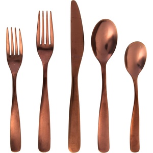 image:imageGibson Home Ravidia Black Heavy Gauge Flatware Cutlery Silverware Set 20 Pieces Stainless Steel Colorful Utensils Tableware Set Service for 4Hulton Copper Polish