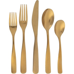 image:imageGibson Home Ravidia Black Heavy Gauge Flatware Cutlery Silverware Set 20 Pieces Stainless Steel Colorful Utensils Tableware Set Service for 4Hulton Gold Polish