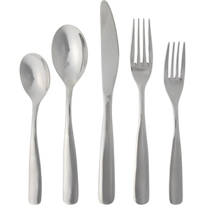 image:imageGibson Home Ravidia Black Heavy Gauge Flatware Cutlery Silverware Set 20 Pieces Stainless Steel Colorful Utensils Tableware Set Service for 4Hulton Silver Polish