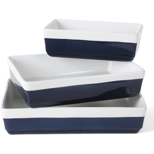 image:imageMartha Stewart Broadbrook Ceramic Bakeware 13x9 Inch Rectangular Baking Dish with Handles Cream Glazed Stoneware for Casseroles Lasagna Roasts amp Desserts Oven amp Dishwasher SafeCobalt Blue